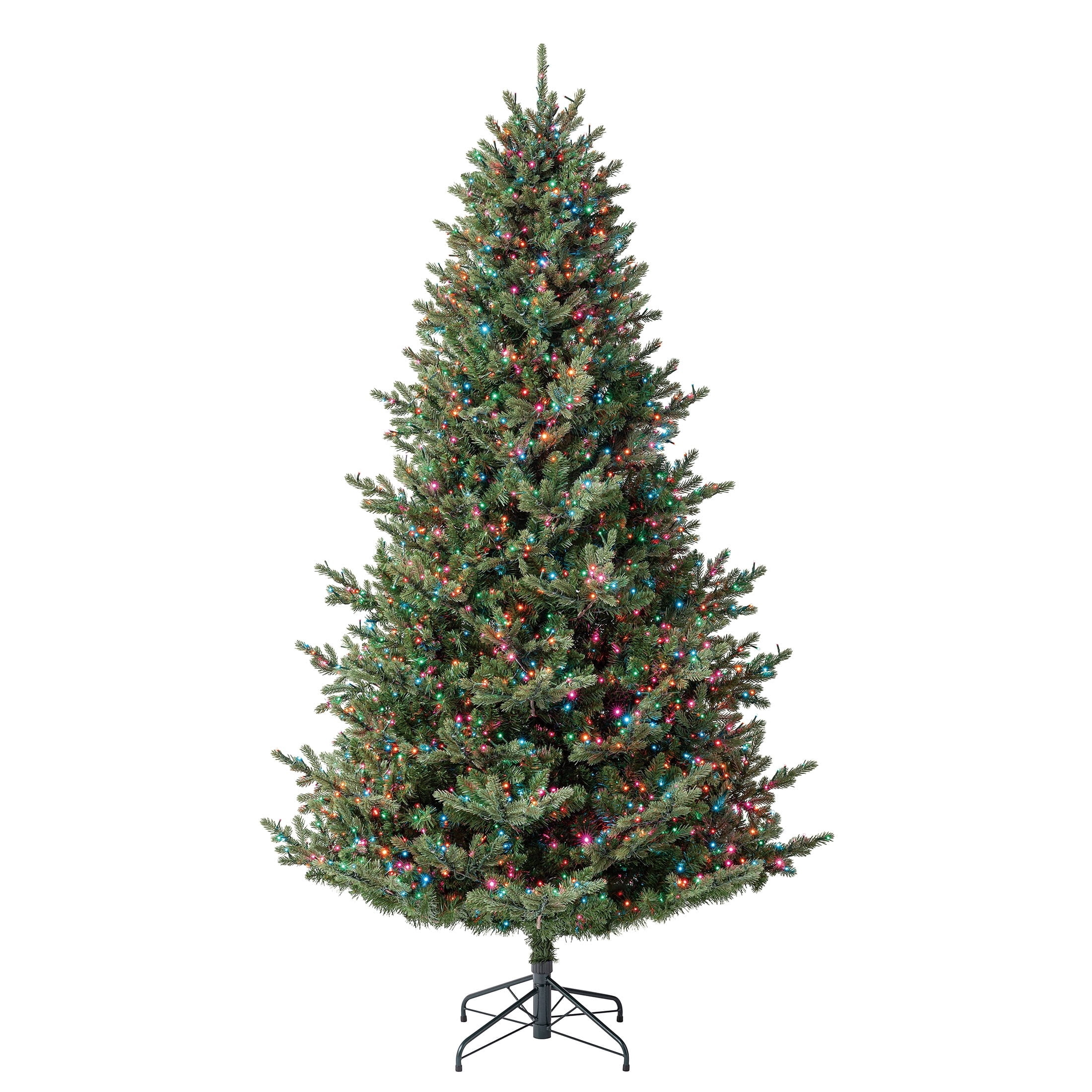 My Texas House 7.5' Pre-Lit Grand Spruce Green Artificial Christmas Tree with LumaDazzle Color-Changing Twinkle LED Lights, Quick Set, and Stand
