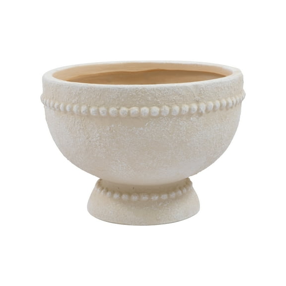 My Texas House 8" Cream Ceramic Dot Bowl Planter for Indoor or Outdoor Use
