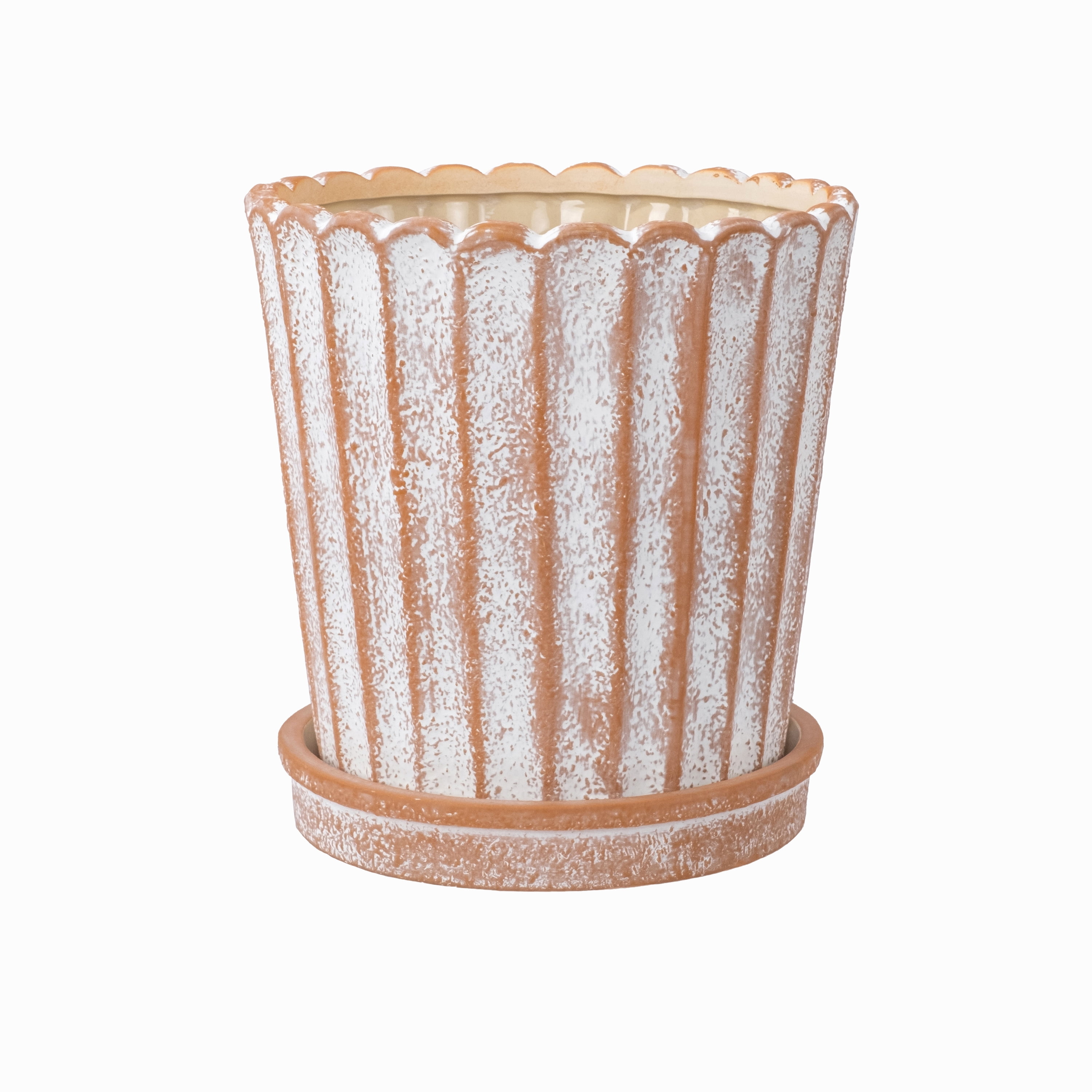 My Texas House 8" Shell Planter Terra, High-Quality Ceramic Pot, 8.1" Diameter x 8.5" Height, Unique Design
