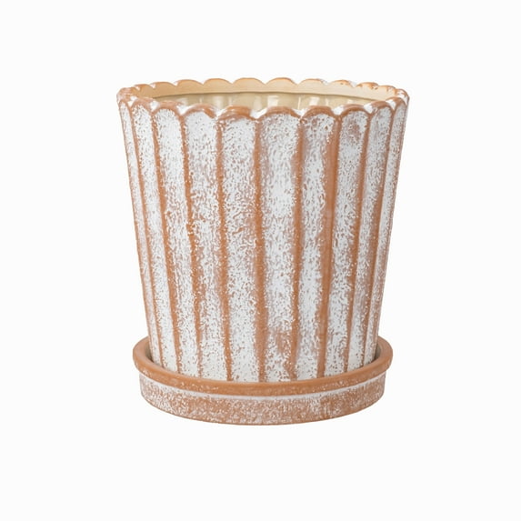 My Texas House 8" Shell Planter Terra, High-Quality Ceramic Pot, 8.1" Diameter x 8.5" Height, Unique Design