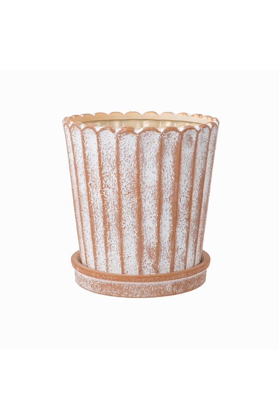 8" Shell Planter Terra, High-Quality Ceramic Pot, 8.1" Diameter x 8.5" Height, Unique Design