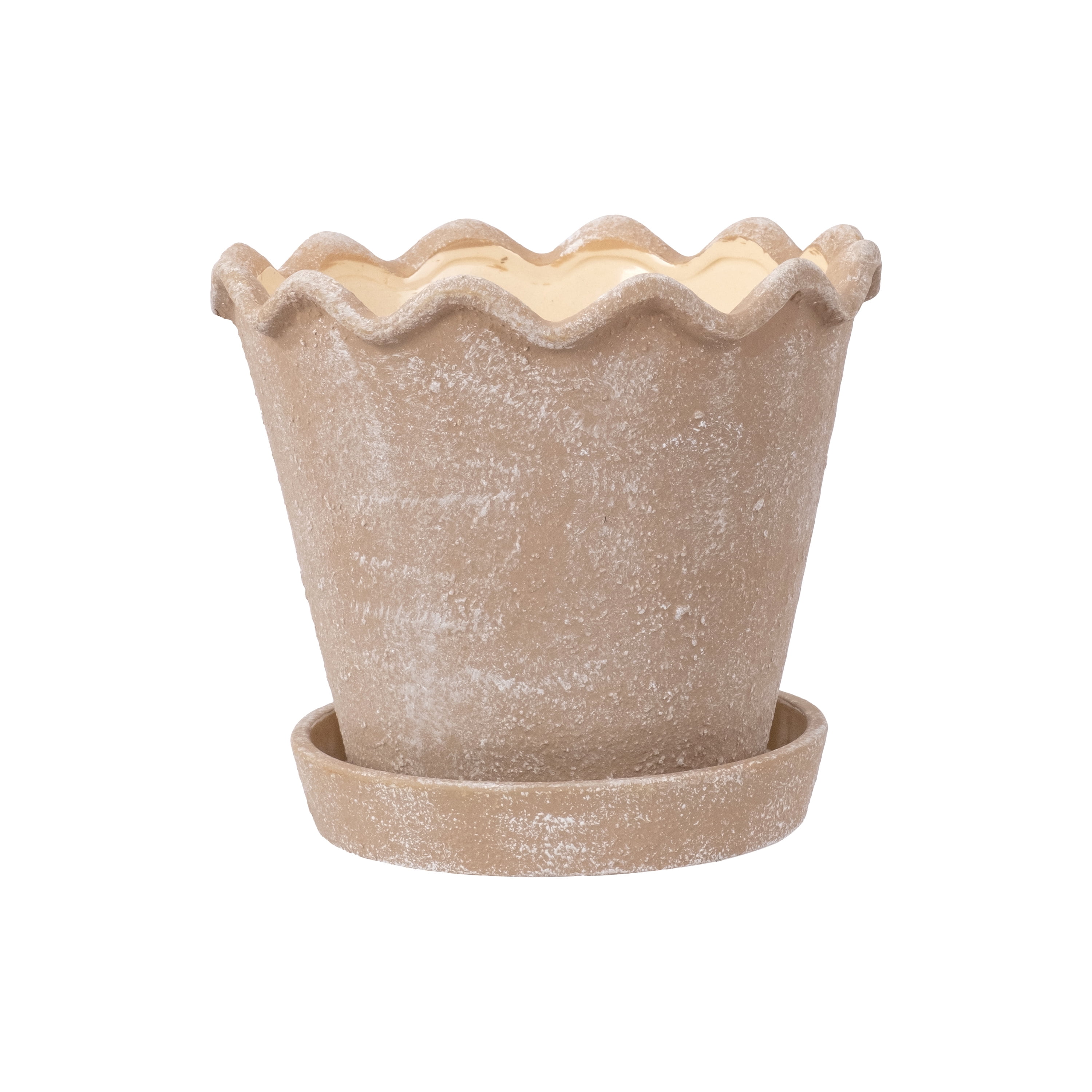 My Texas House 8 inch Ceramic Wave Planter, Brown