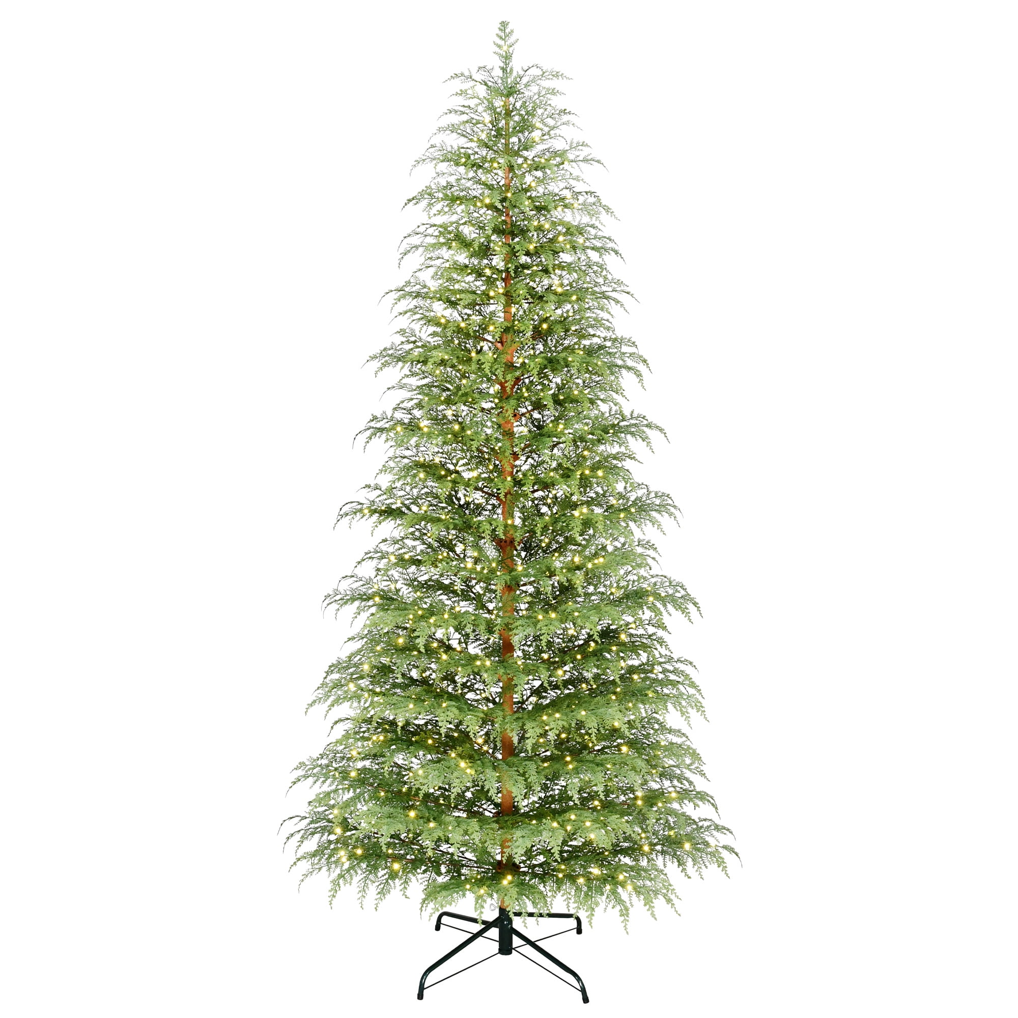 My Texas House 9ft Prelit Green Cypress Artificial Christmas Tree, 600 Warm White Twinkle LED