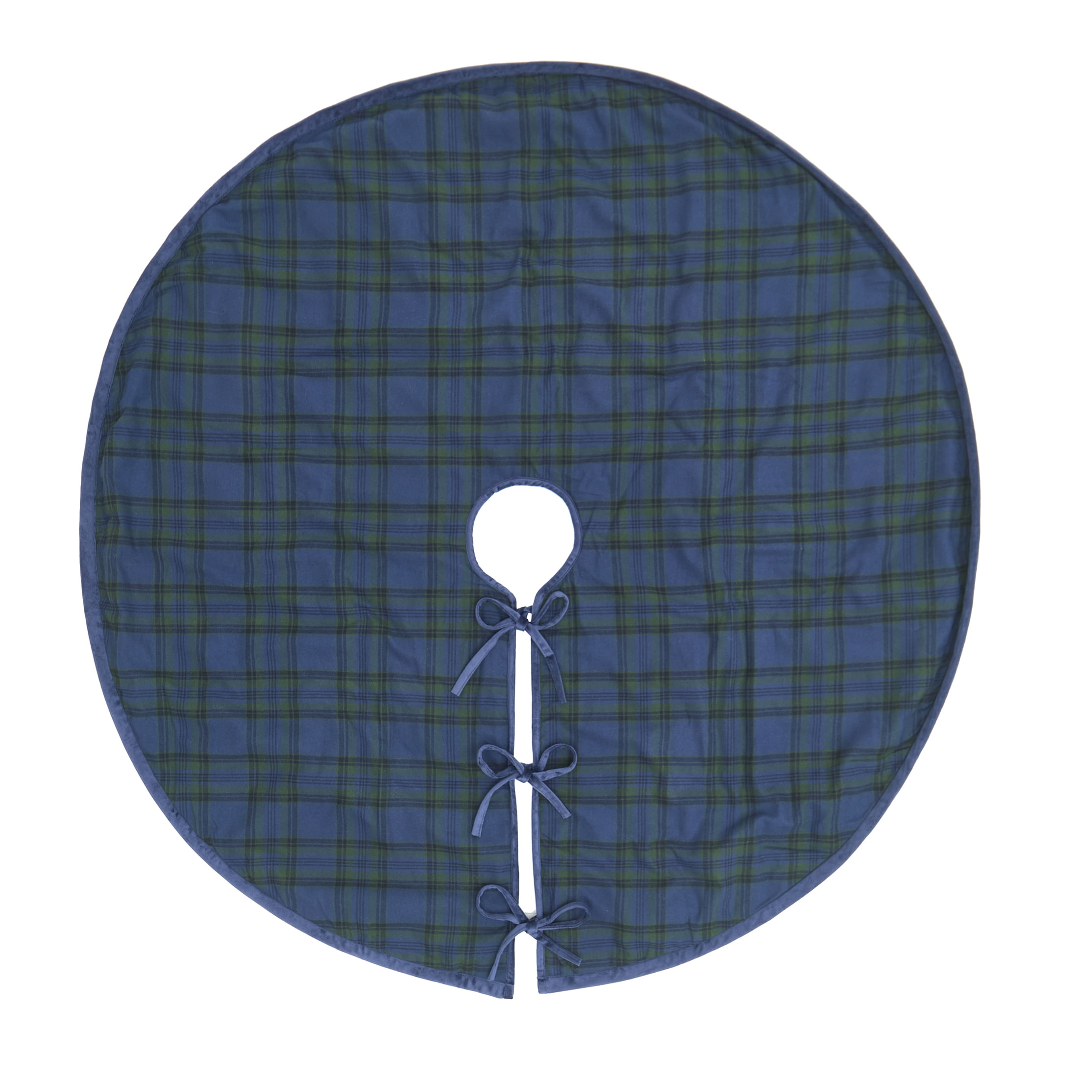 My Texas House Angie Plaid Christmas Tree Skirt, Blue, 60"