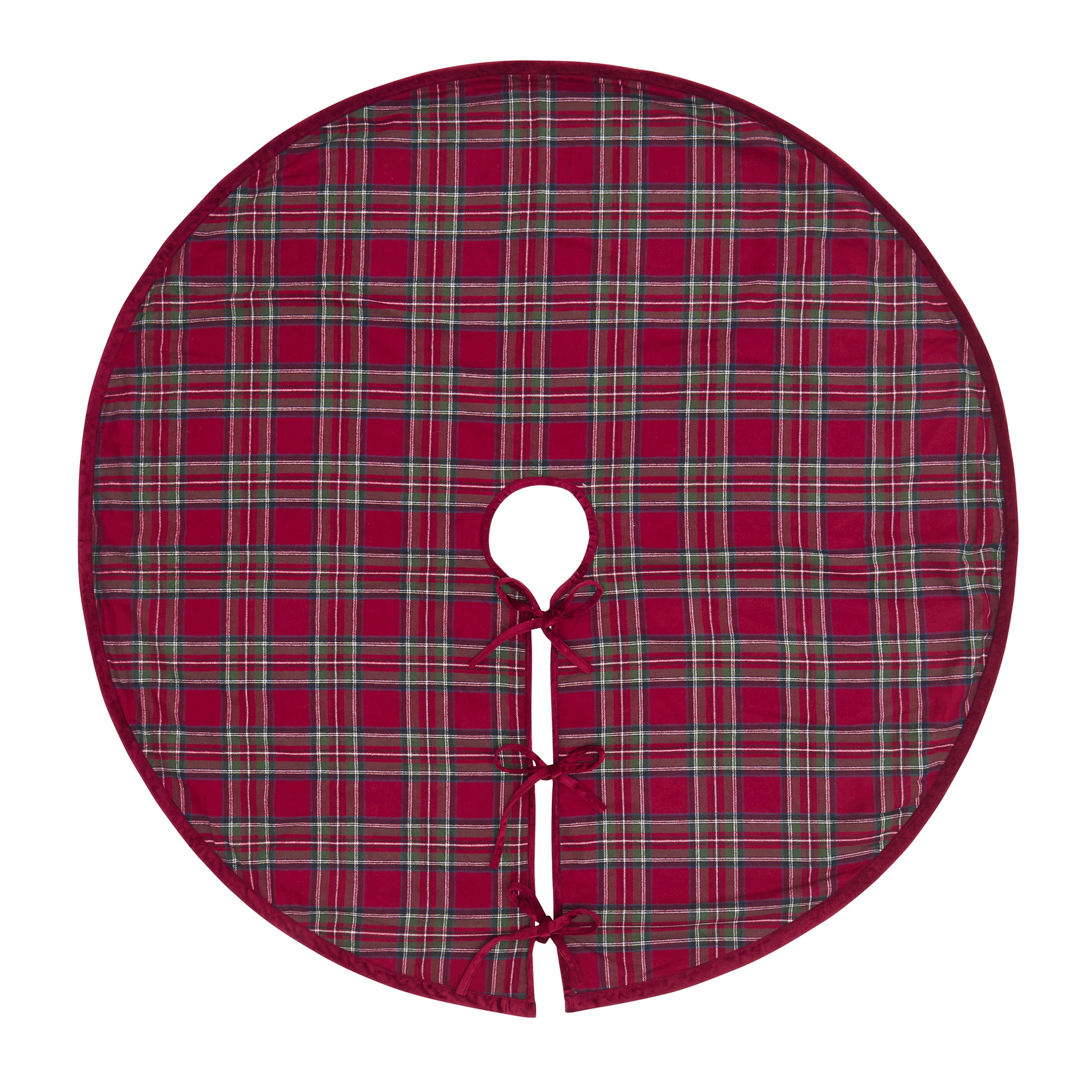 My Texas House Angie Red Plaid Christmas Tree Skirt, 60"