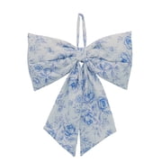 Floral Decorative Bow, Blue and White, 13.75", by My Texas House