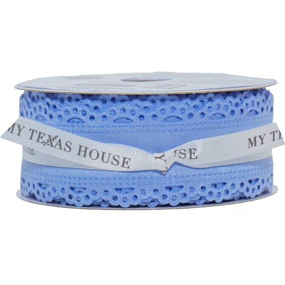 Scalloped Ribbon, Blue, 18', by My Texas House