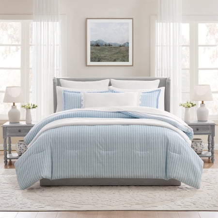 My Texas House Stripe 11-Piece Comforter Set with Sheets, Blue, King