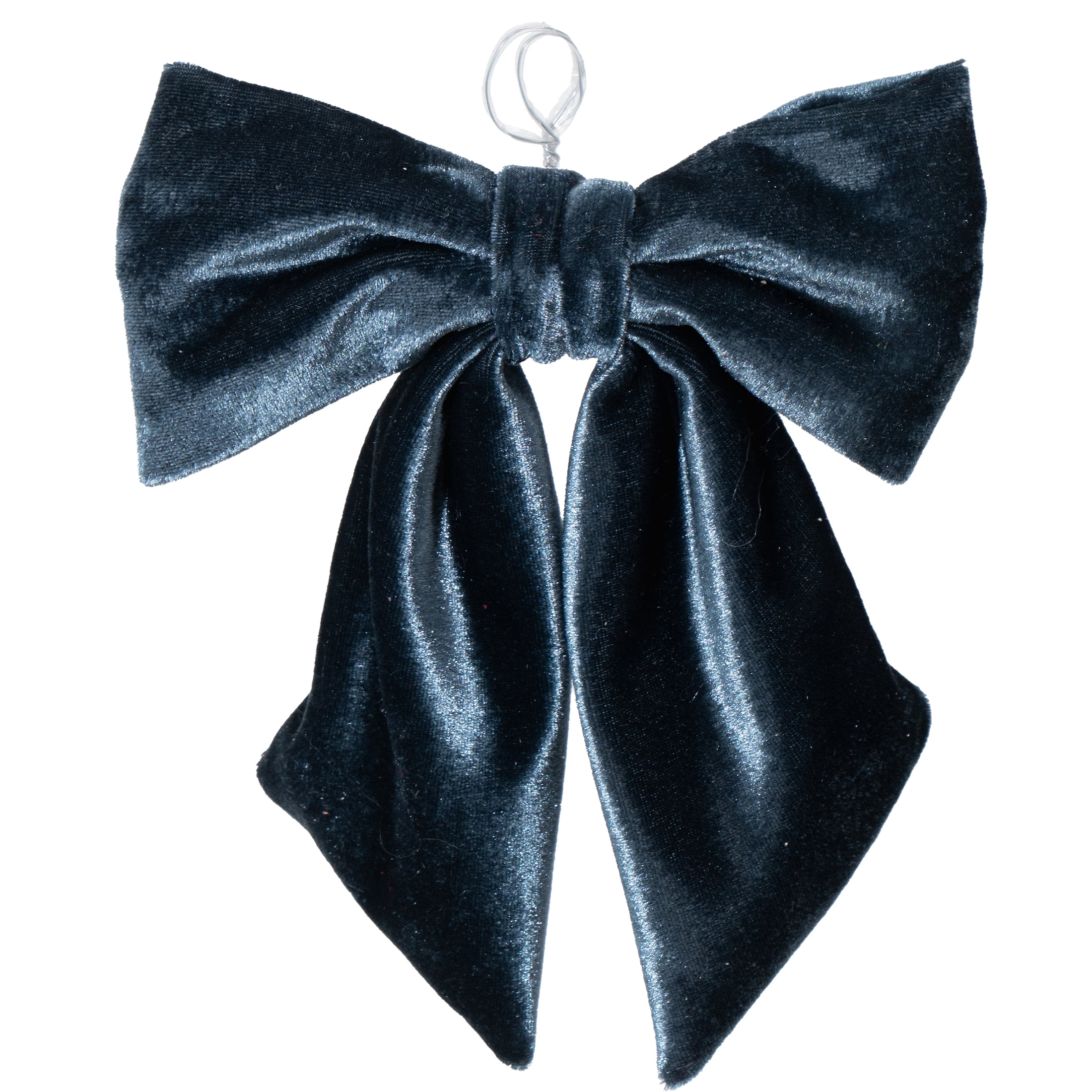 My Texas House Blue Velvet Decorative Christmas Bow, 9"