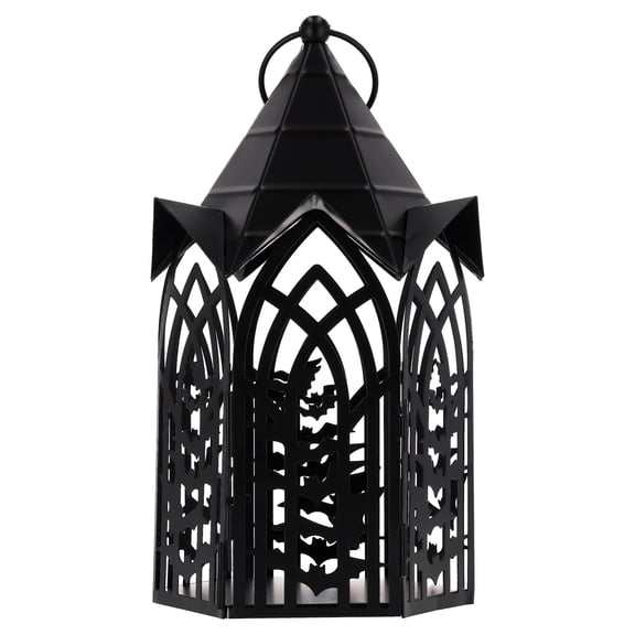 My Texas House Halloween Metal Gothic Lantern Tabletop Decoration, Black, 12"