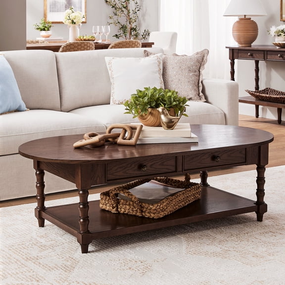 My Texas House Oval Coffee Table, Warm Brown