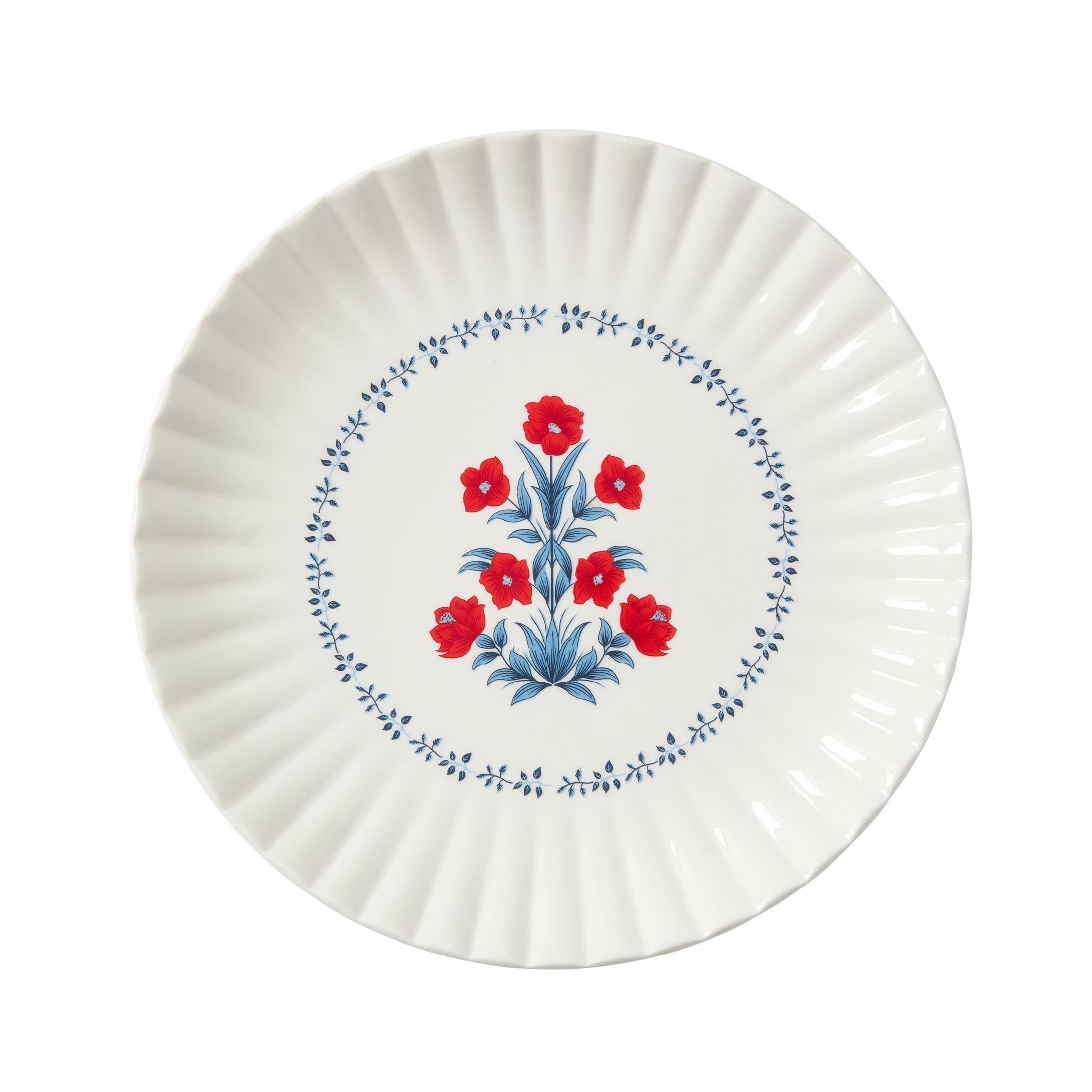 Floral Ceramic Plate, Red/White/Blue, 8", by My Texas House