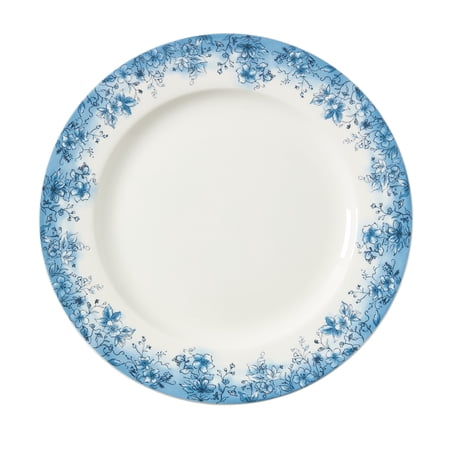 Floral Ceramic Plate, Blue and White, 10.5", by My Texas House
