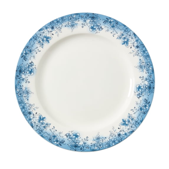 Floral Ceramic Plate, Blue and White, 10.5", by My Texas House