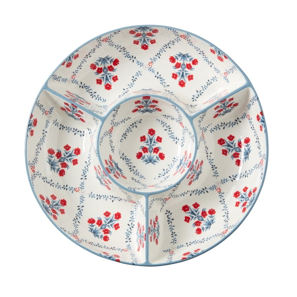 Floral Ceramic Chip and Dip Tray, Red/White/Blue, by My Texas House