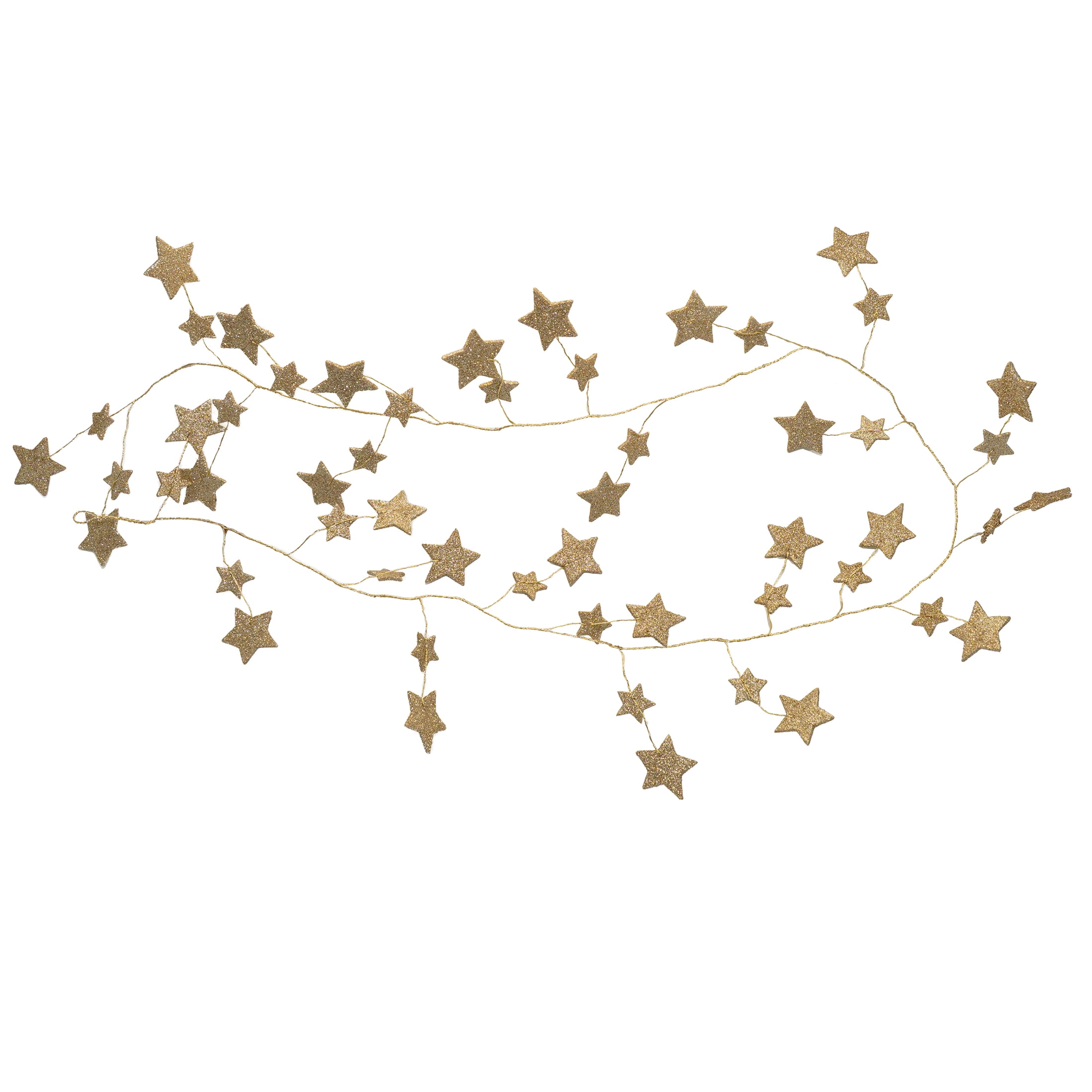 Glitter Star Garland, Gold, 6', by My Texas House - Walmart.com