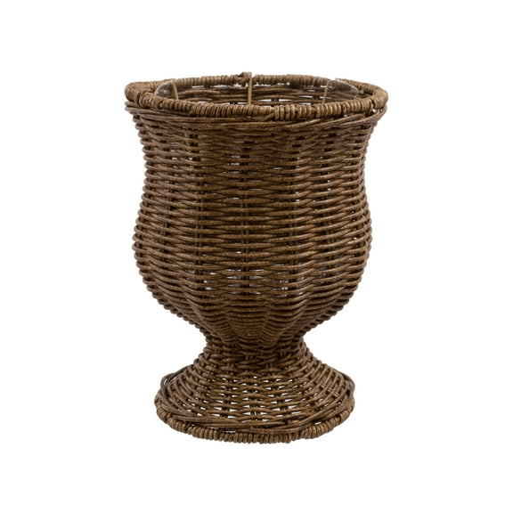 My Texas House 8 Inch Goblet Woven Planter Urn Shape, Brown