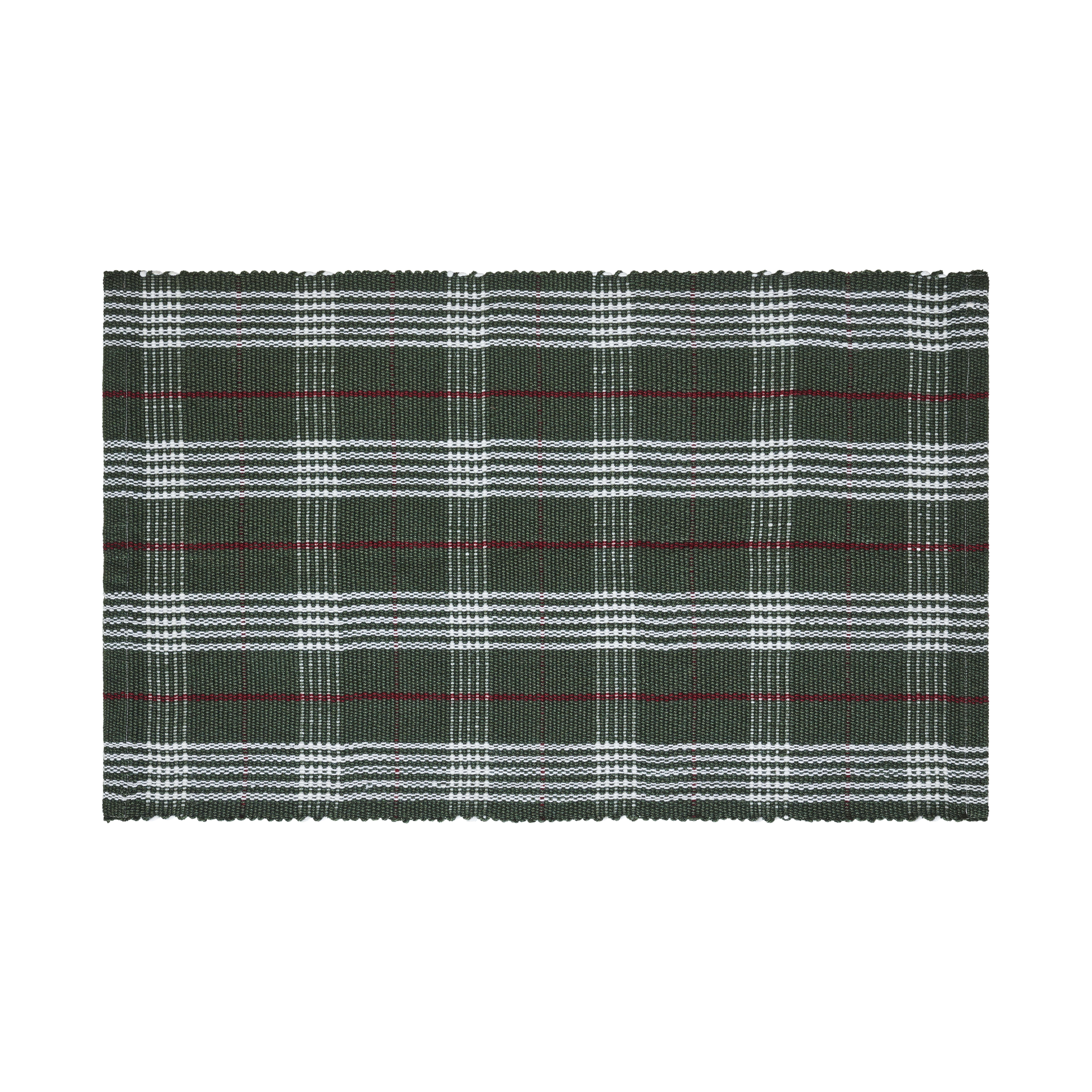 My Texas House Green Holiday Plaid Indoor/Outdoor Layering Christmas Rug, 24" x 38"