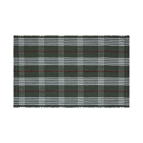 My Texas House Green Holiday Plaid Indoor/Outdoor Layering Christmas Rug, 24" x 38"