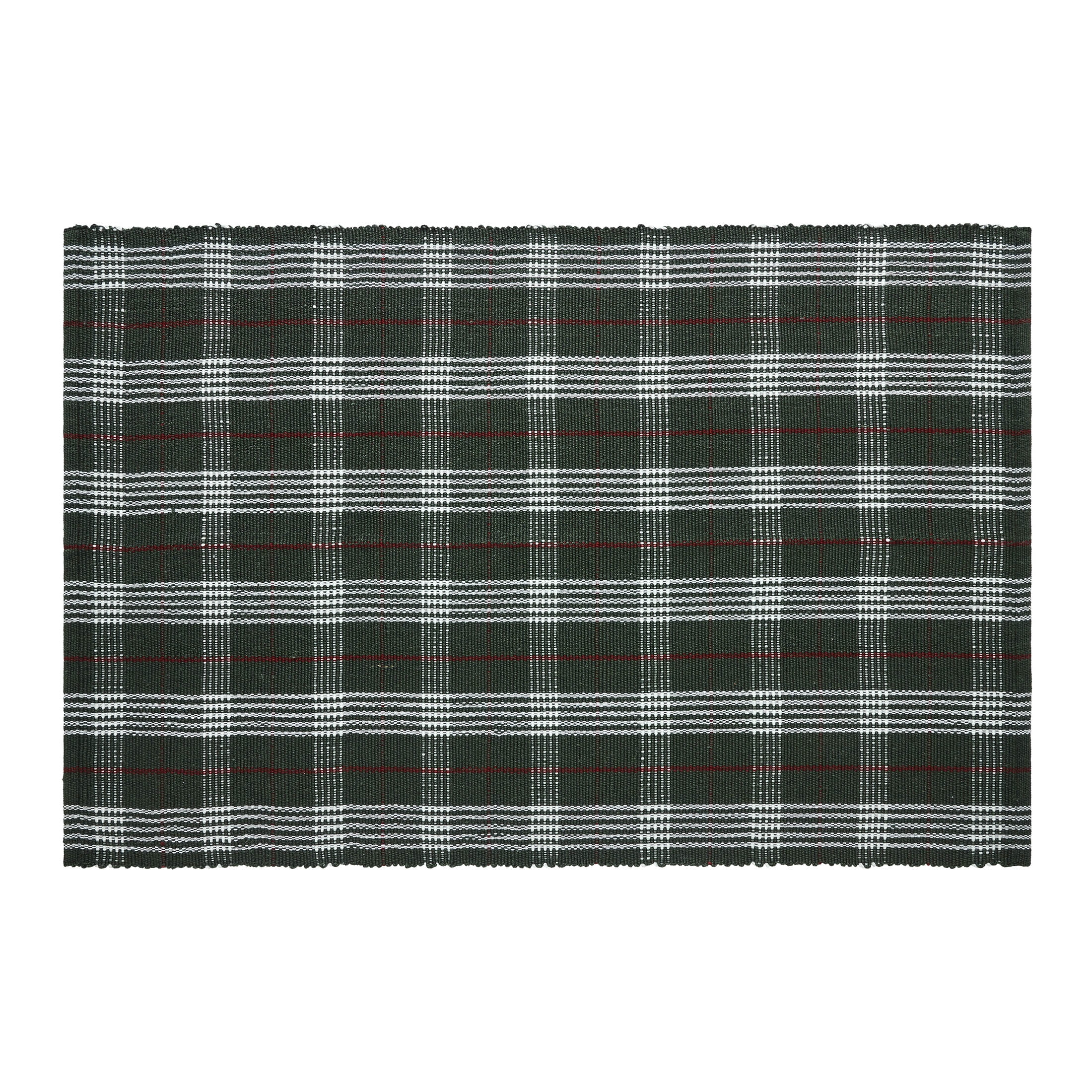 My Texas House Green Plaid Indoor/Outdoor Layering Rug, 38" x 58"