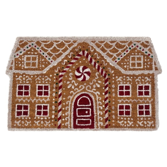 My Texas House Multicolor Gingerbread House Outdoor Coir Christmas Doormat, 18" x 30"