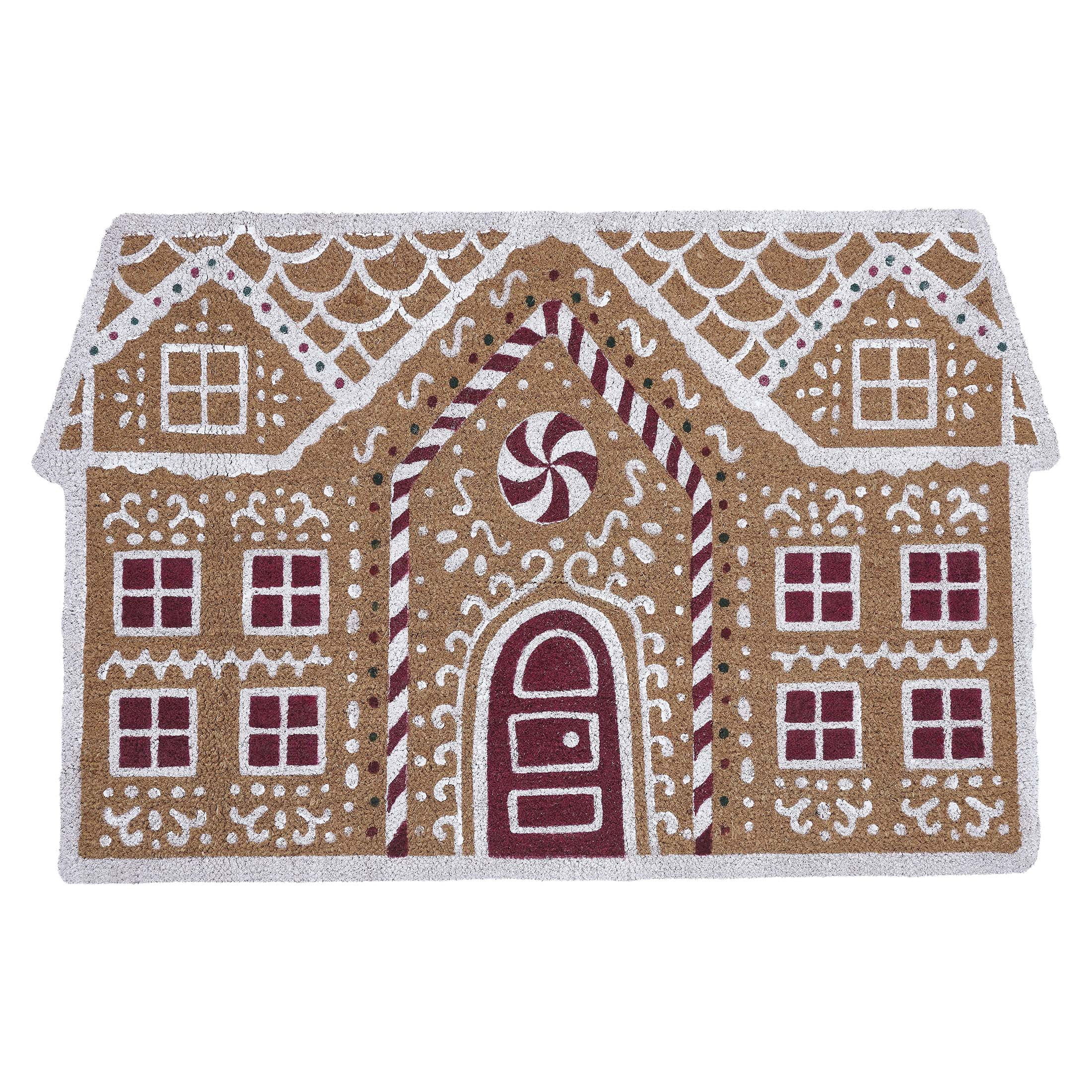 My Texas House Natural Gingerbread House Outdoor Coir Doormat, 30" x 48"