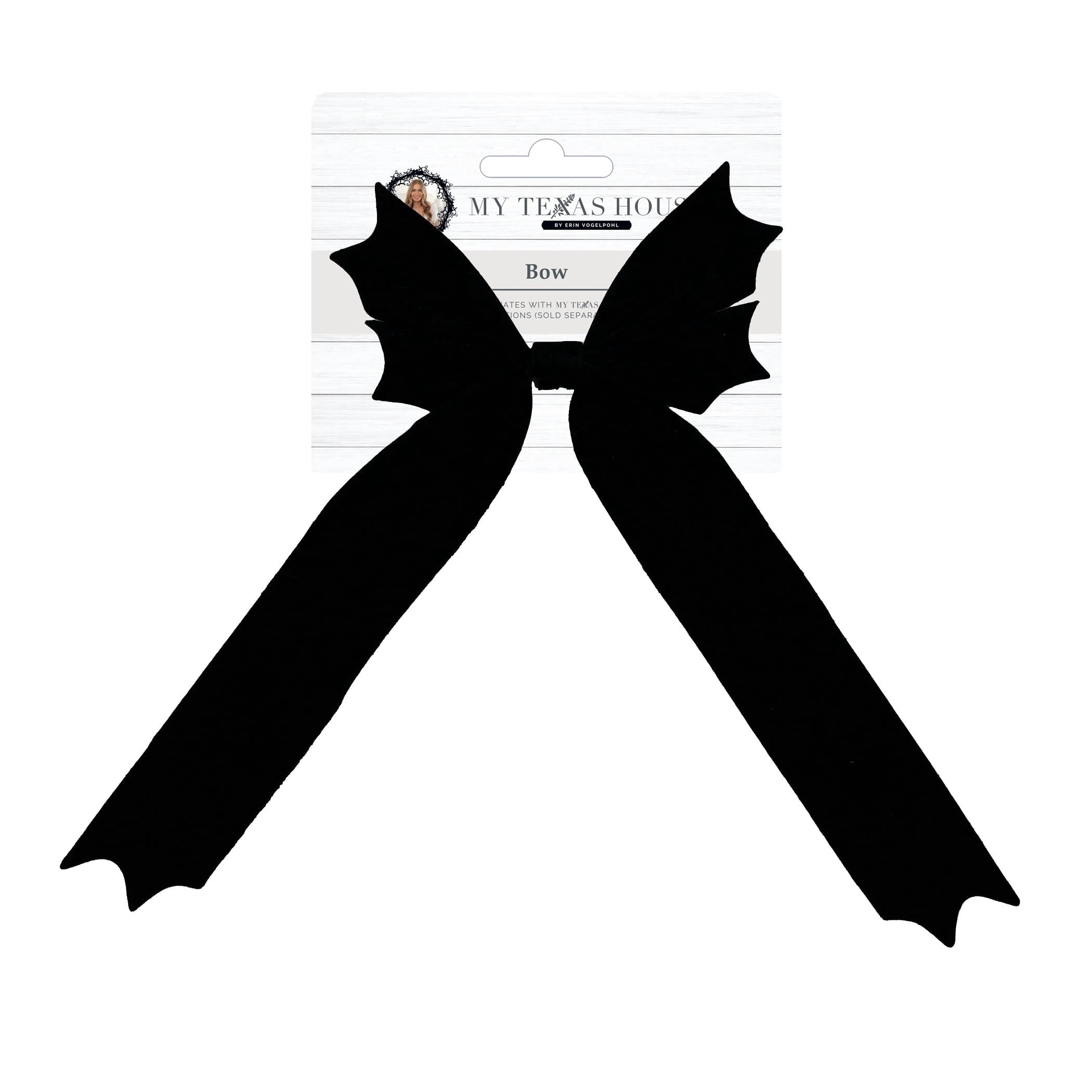My Texas House Halloween Large Velvet Bat Bow, Black, 18"