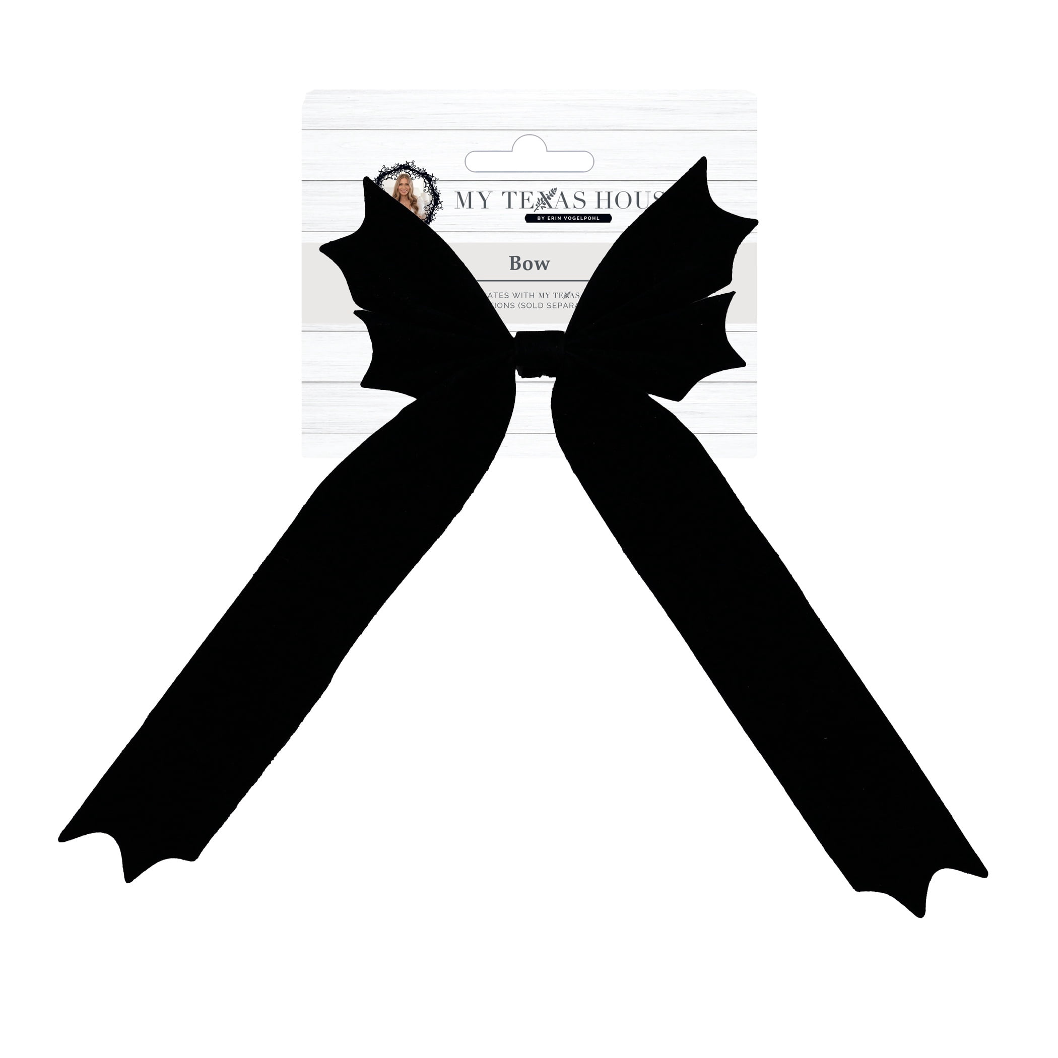 My Texas House Halloween Large Velvet Bat Bow, Black, 18"