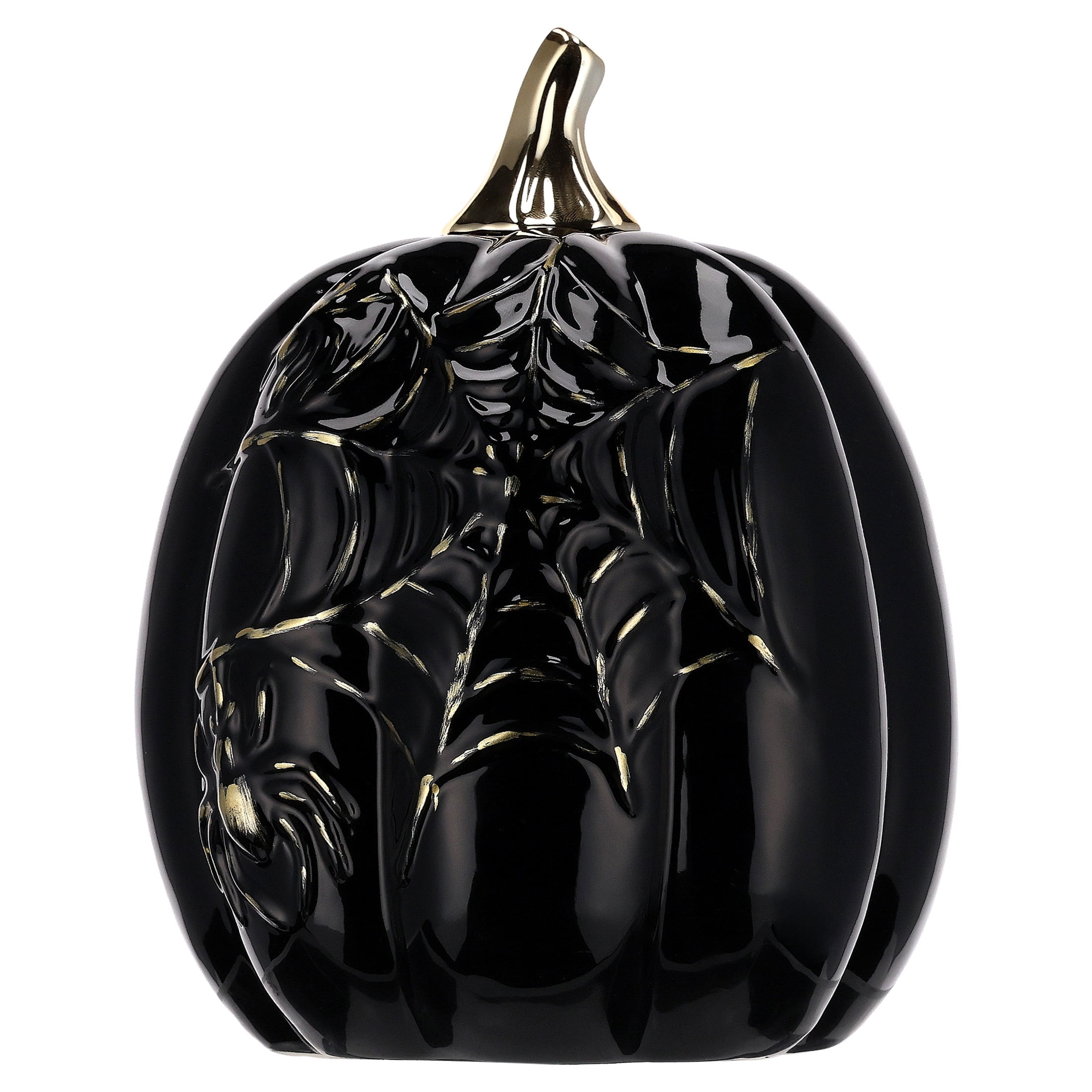 My Texas House Halloween Large Stoneware Spiderweb Pumpkin