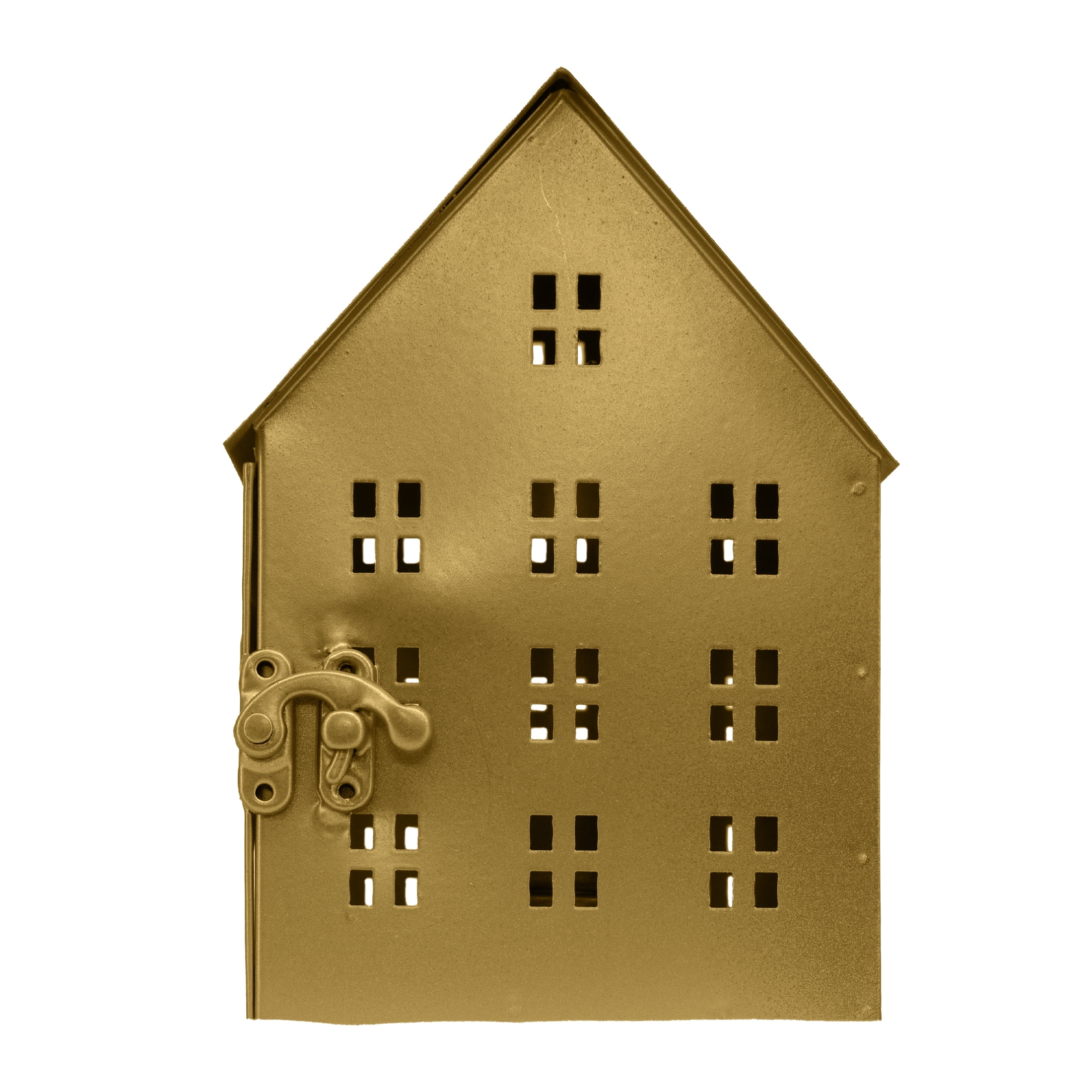 My Texas House Metal House Tealight Candle Holder Christmas Decoration, Gold, 6"