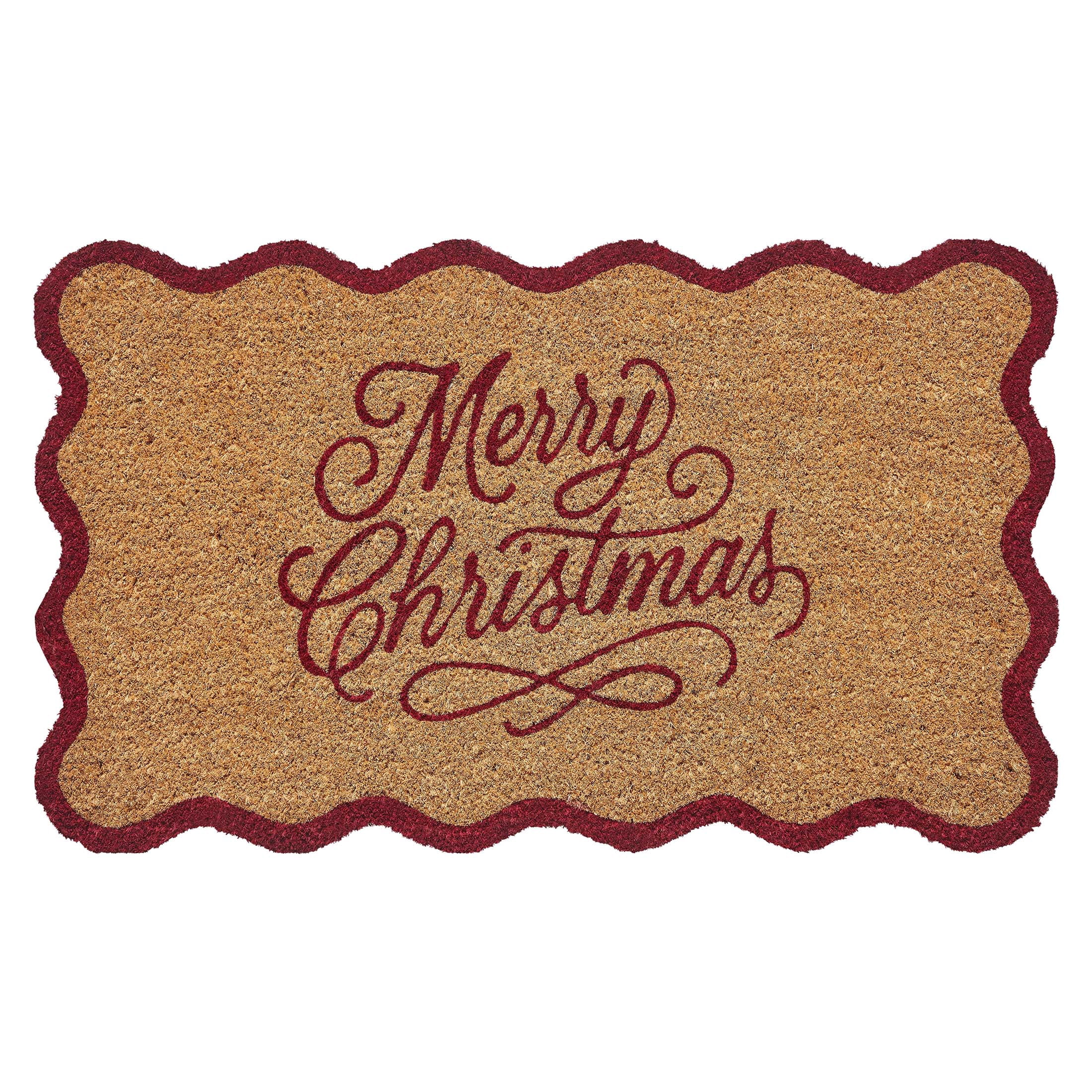 MTH Merry Christmas Scallop Outdoor Coir Mat, 30" x 48"