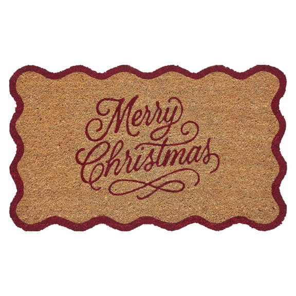 MTH Merry Christmas Scallop Outdoor Coir Mat, 30" x 48"