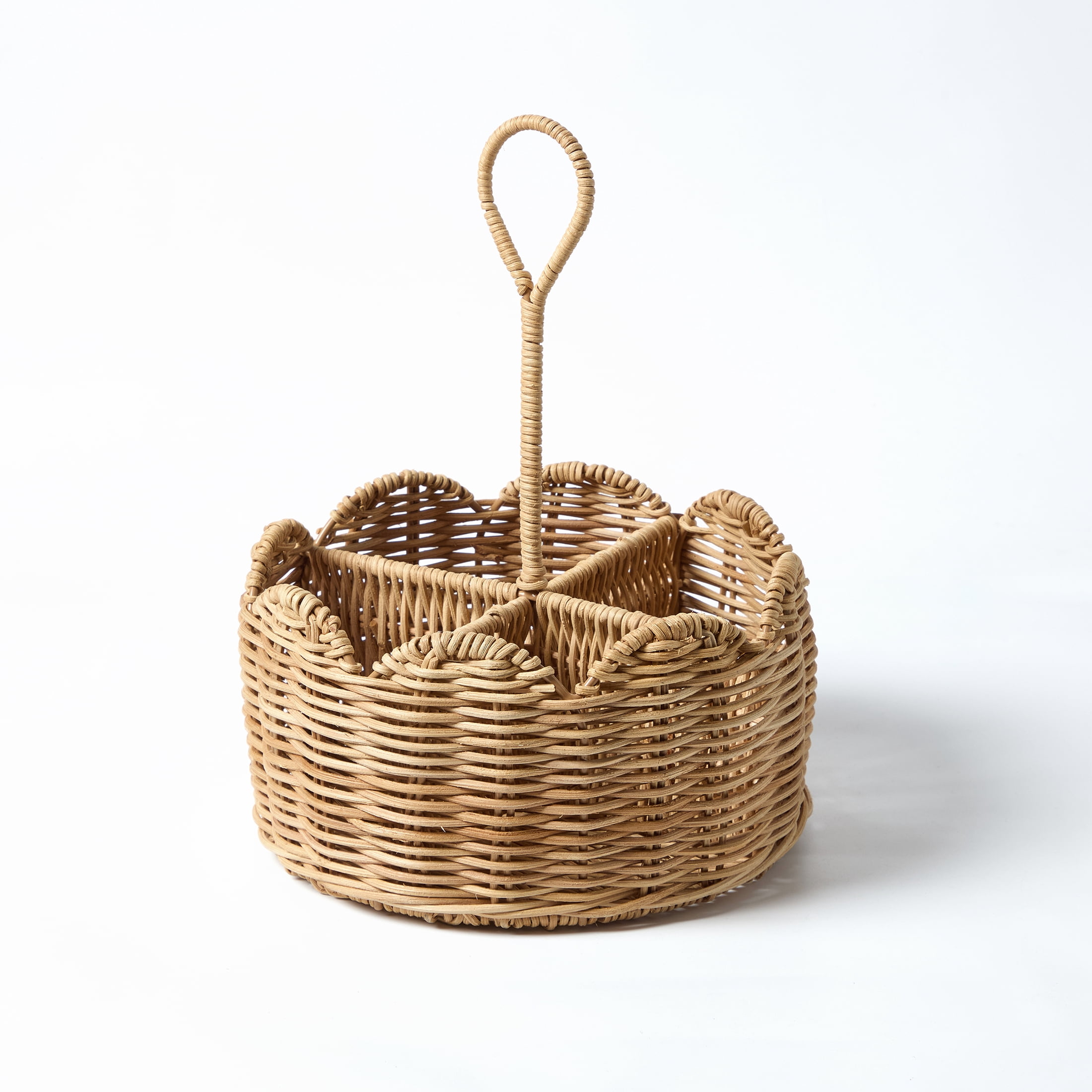 Rattan Scallop Utensil Holder, Brown, 8.25" x 10.75", by My Texas House