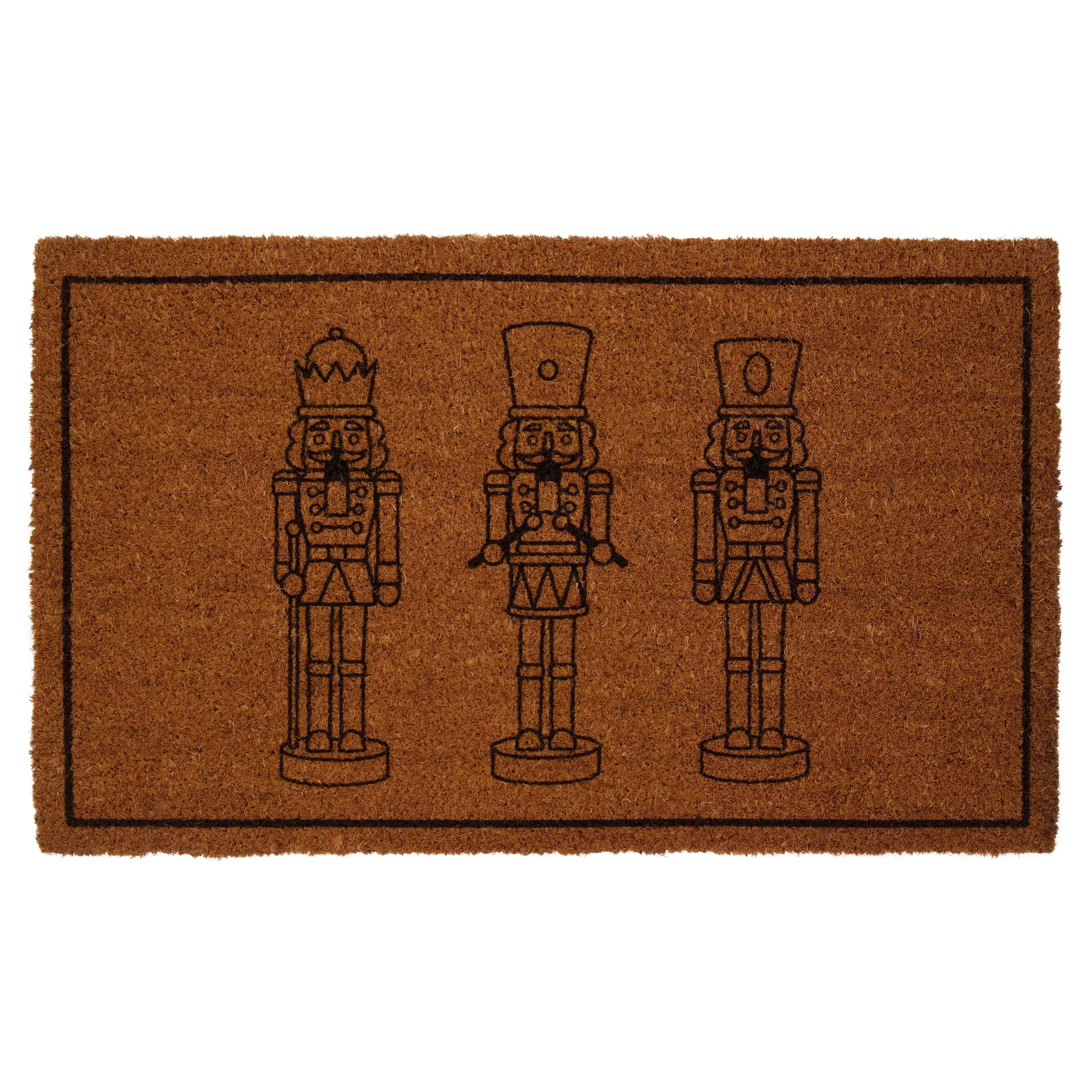My Texas House Natural and Black Nutcracker Outdoor Coir Christmas Doormat, 18" x 30"