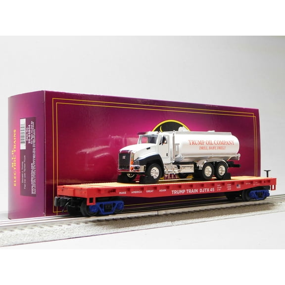 MTH PREMEIR DONALD J. TRUMP FLAT CAR WITH TANKER TRUCK O GAUGE 20-95804