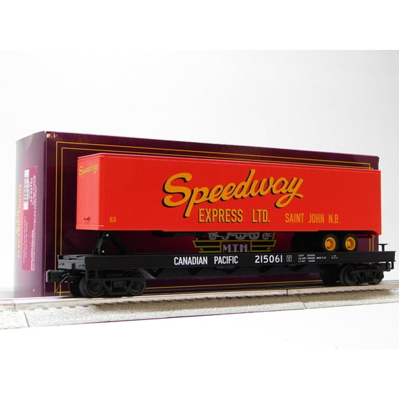 MTH PREMIER CANADIAN PACIFIC FLAT CAR W/ 48' TRAILER O SCALE 20-95702-215061