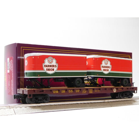 MTH PREMIER DULUTH, MISSABE & IRON RANGE FLAT CAR WITH 2X PUP TRAILERS O GAUGE 20-95714-5537