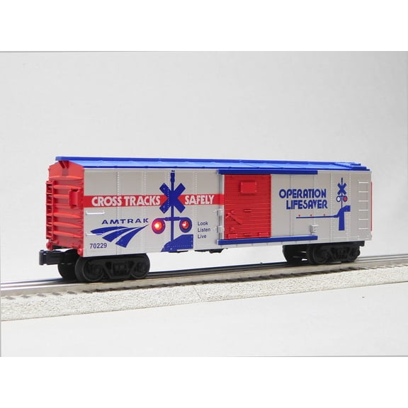 MTH RAILKING A M T R A K BOXCAR with Blinking LEDs O Gauge