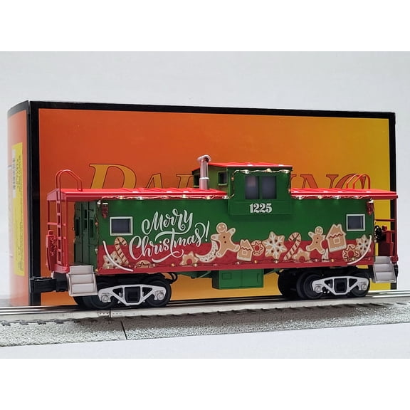 MTH RAILKING CHRISTMAS EXTENDED VISION CABOOSE #1225 W/LED O GAUGE 30-77412