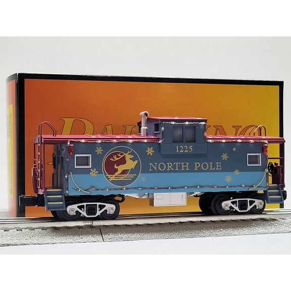 MTH RAILKING NORTH POLE EXTENDED VISION CABOOSE #1225 W/LED O GAUGE 30-77413