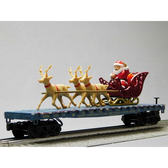 MTH RAILKING NORTH POLE SANTA SLEIGH & REINDEER (BLUE) O GAUGE 30-76920