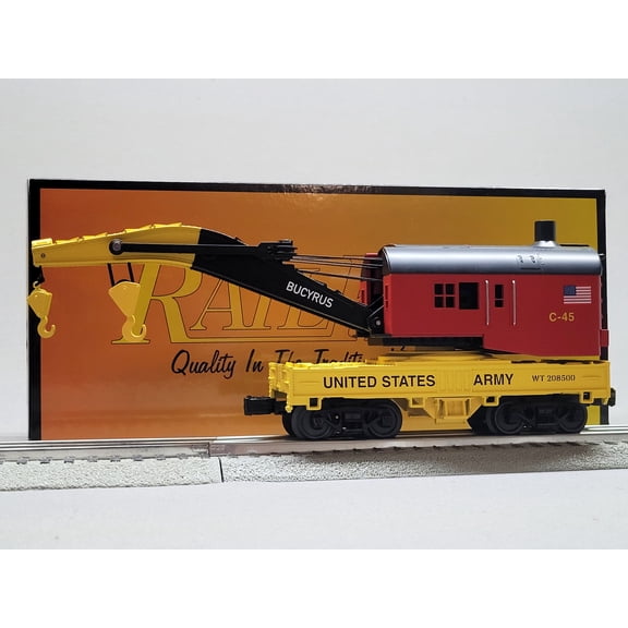 MTH RAILKING U.S. ARMY CRANE CAR #C-45 O GAUGE 30-79707