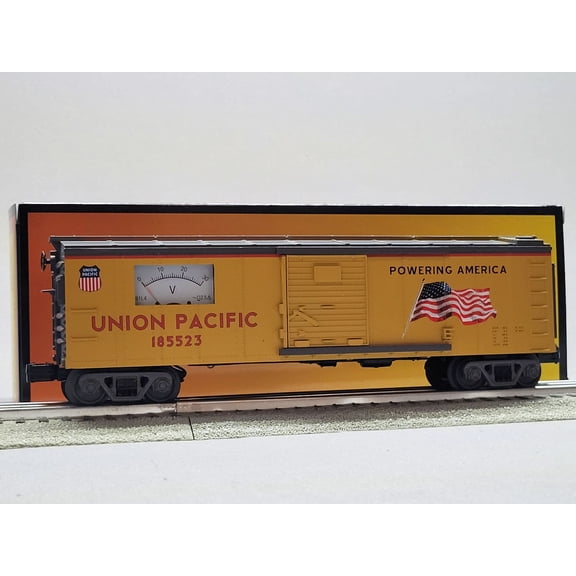 MTH RAILKING UNION PACIFIC BOX CAR #185523 W/ POWER METER O GAUGE 30-71269