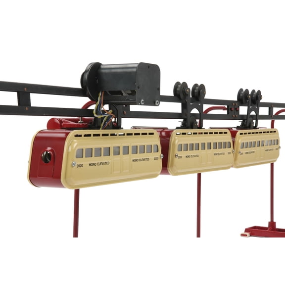 MTH RED & CREAM TINPLATE DETROIT MONORAIL SET W/ PROTO 3.0 O GAUGE MTH10-3051-1