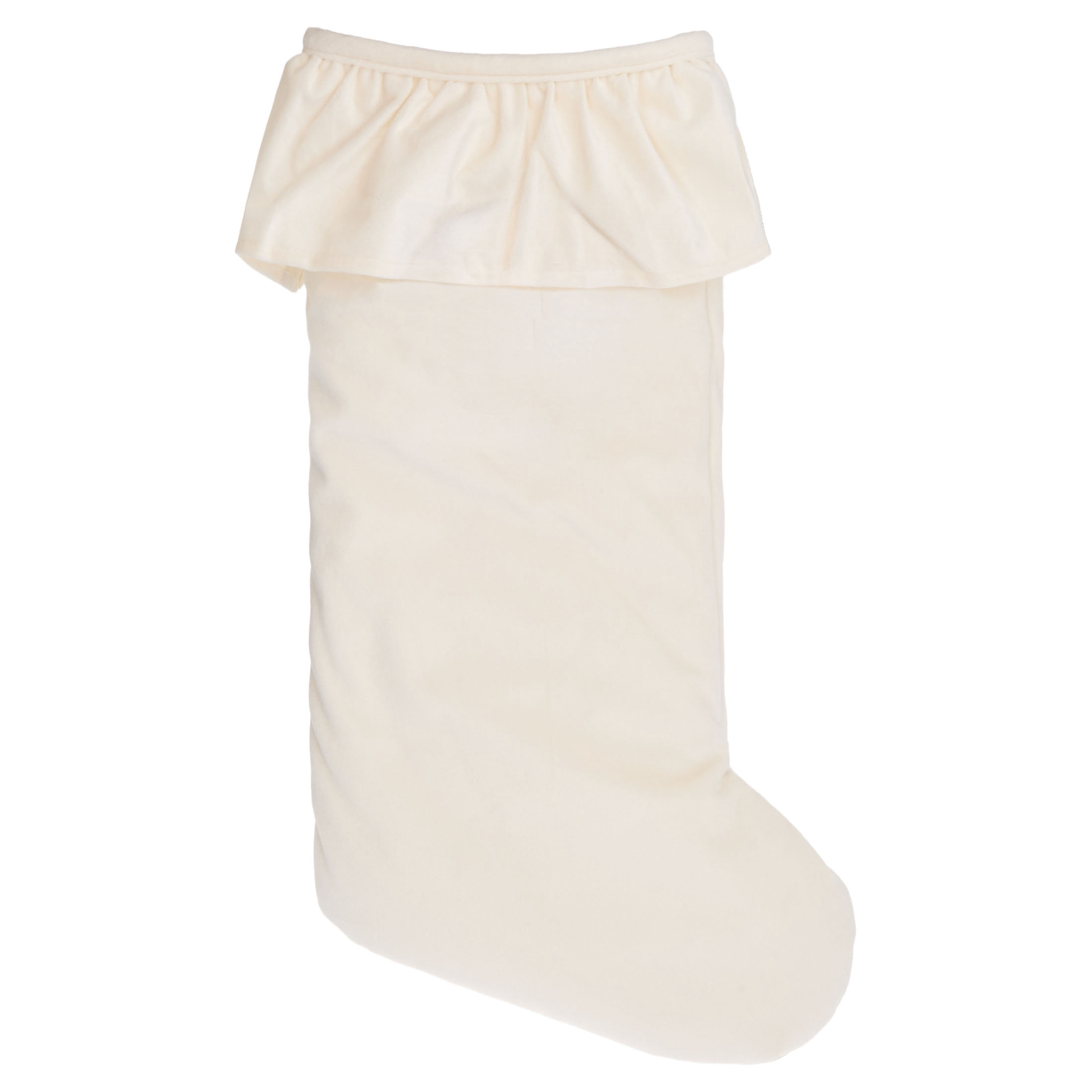 My Texas House Ruffle Christmas Stocking, Ivory, 20"