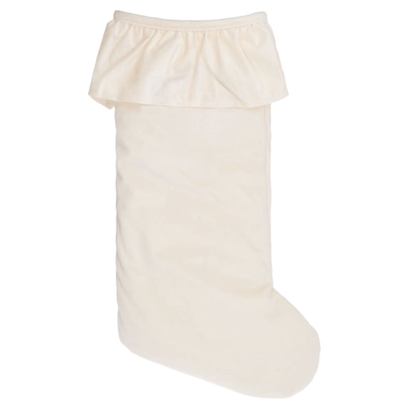 My Texas House Ruffle Christmas Stocking, Ivory, 20"