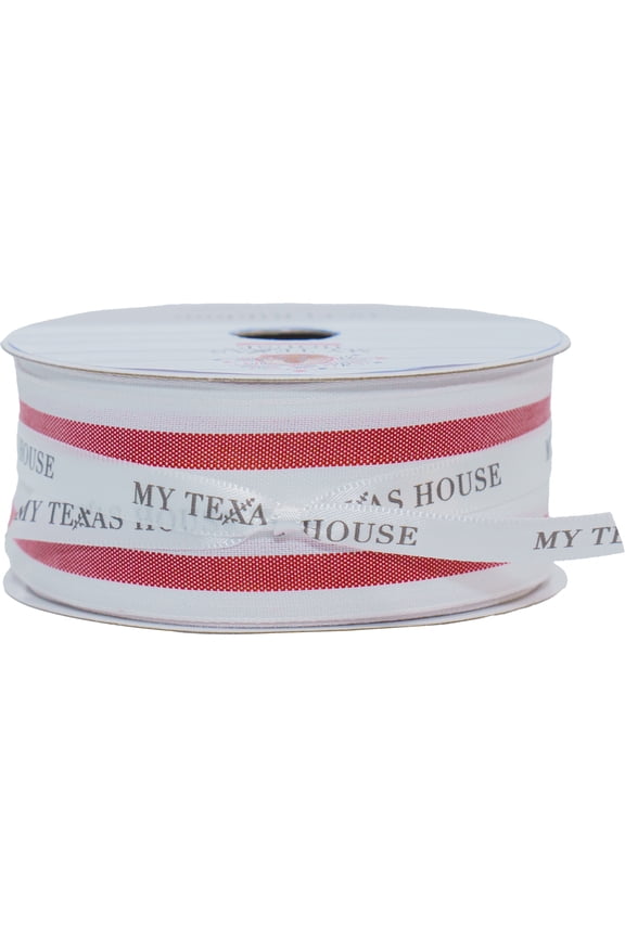 Striped Ribbon, Red and White, 18', by My Texas House