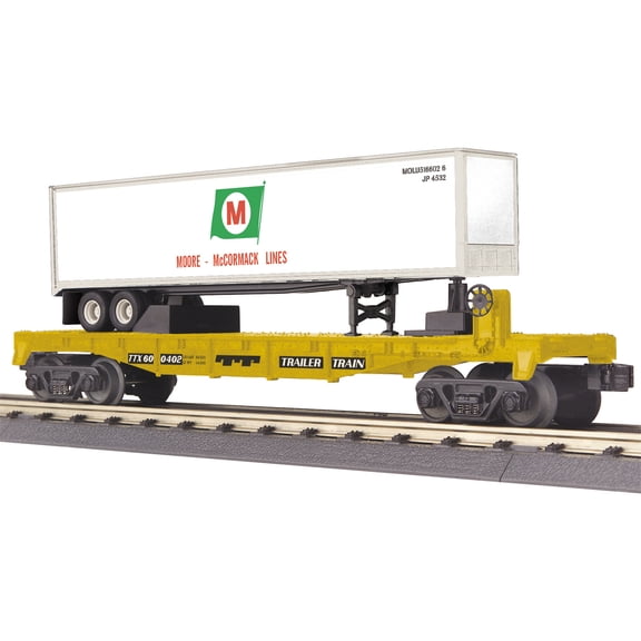 MTH Railking O Trains Moore McCormack Lines Flat Car w' 40' Trailer 30-76587
