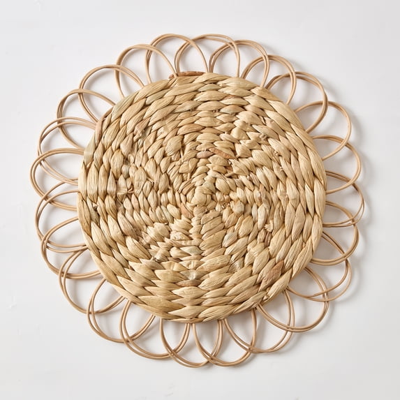 Round Rattan Table Placemat, Brown, 15", by My Texas House