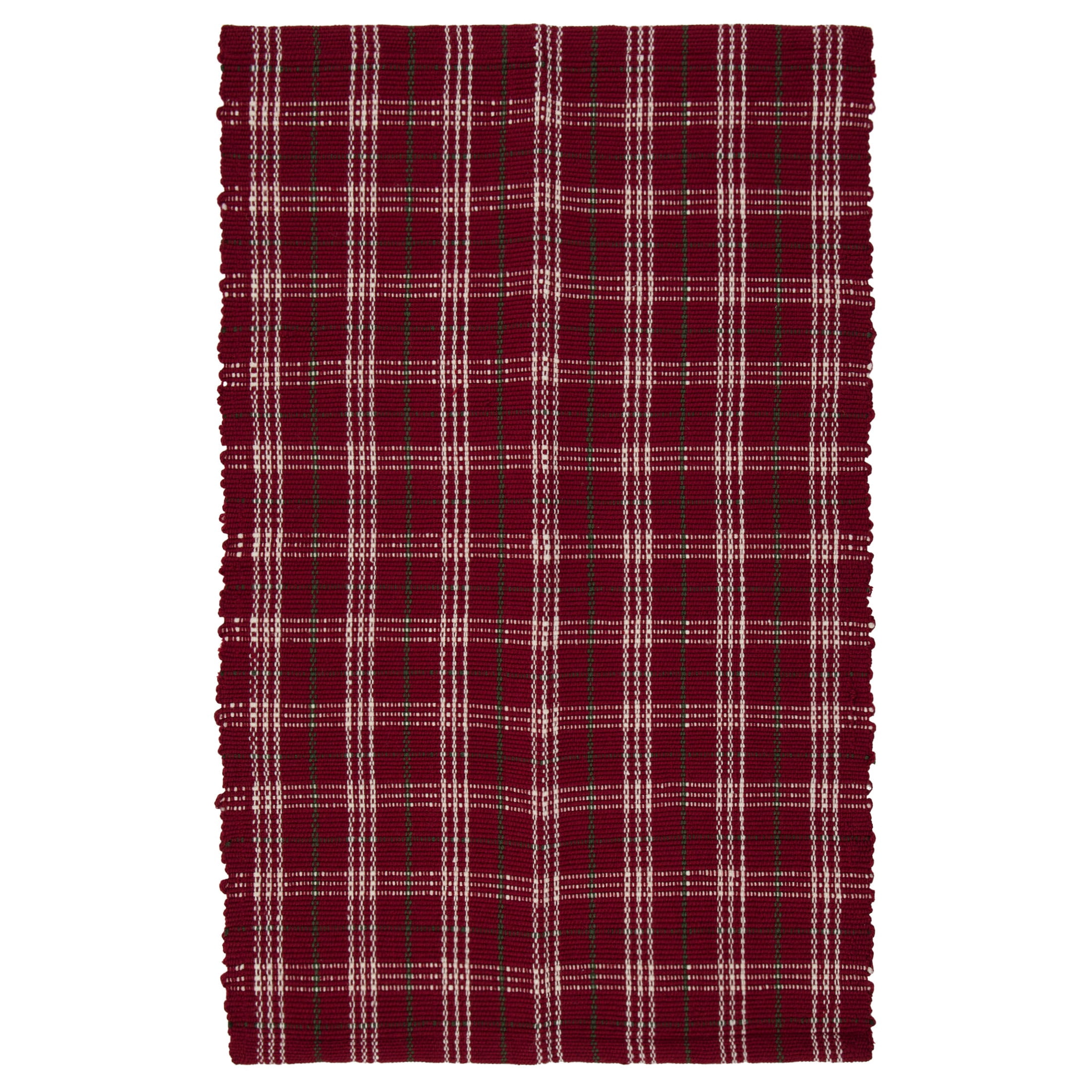 My Texas House Red Holiday Plaid Indoor/Outdoor Layering Christmas Rug, 24" x 38"